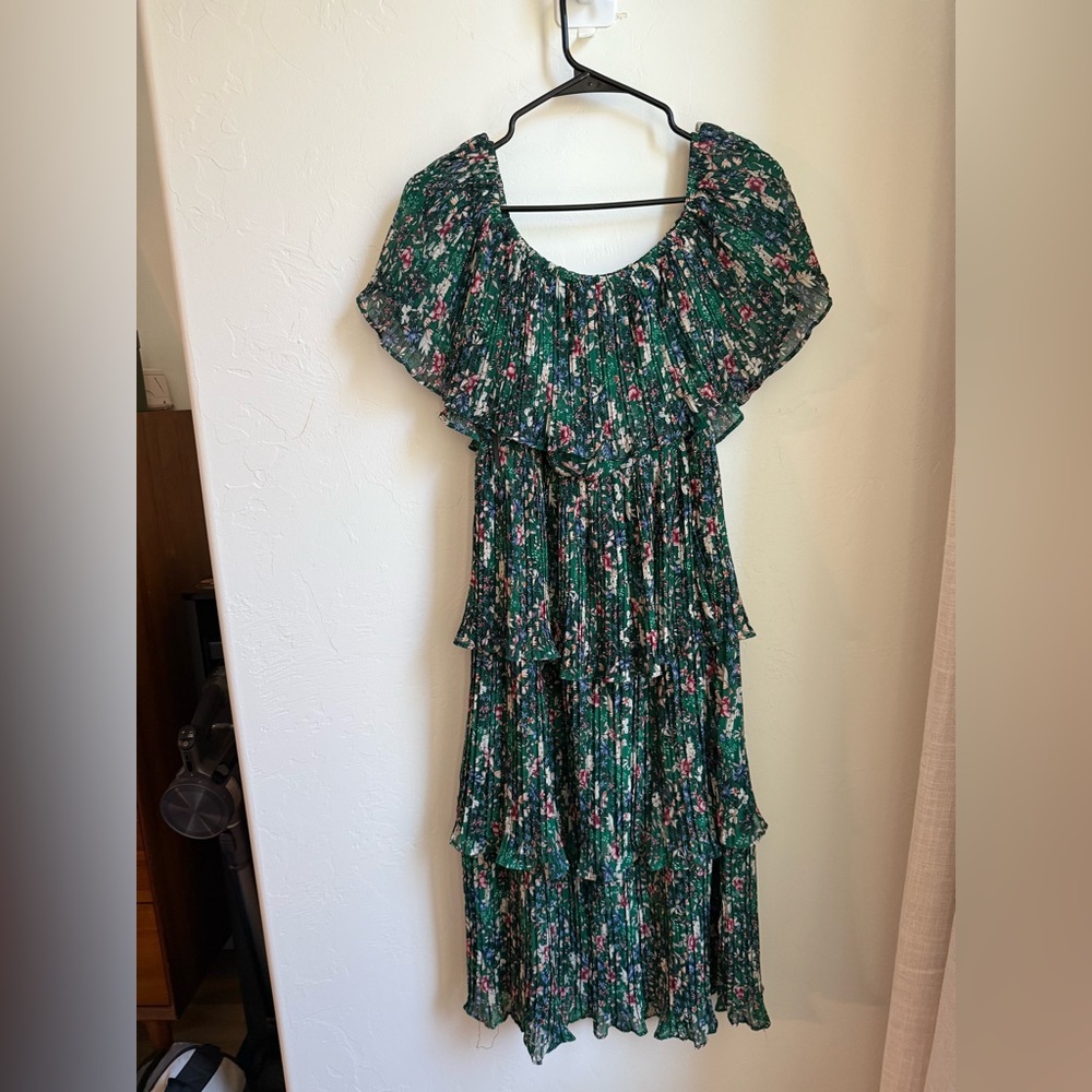 Lulu's Green Floral Maxi Dress
